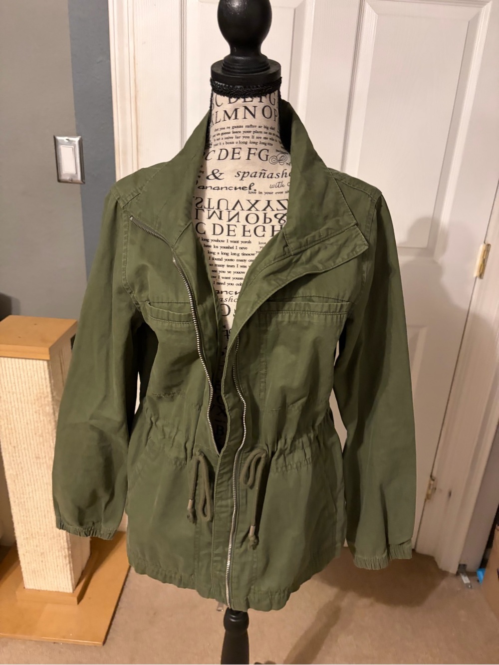 Old Navy Olive Utility Jacket with Drawstring Waist